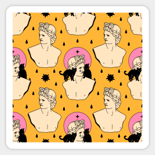 Greek God Black Cat Pattern in yellow Sticker